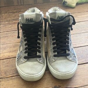 P448 Gray and Black High-Top Athletic Shoes